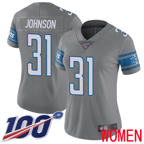Detroit Lions Limited Steel Women Ty Johnson Jersey NFL Football 31 100th Season Rush Vapor Untouchable
